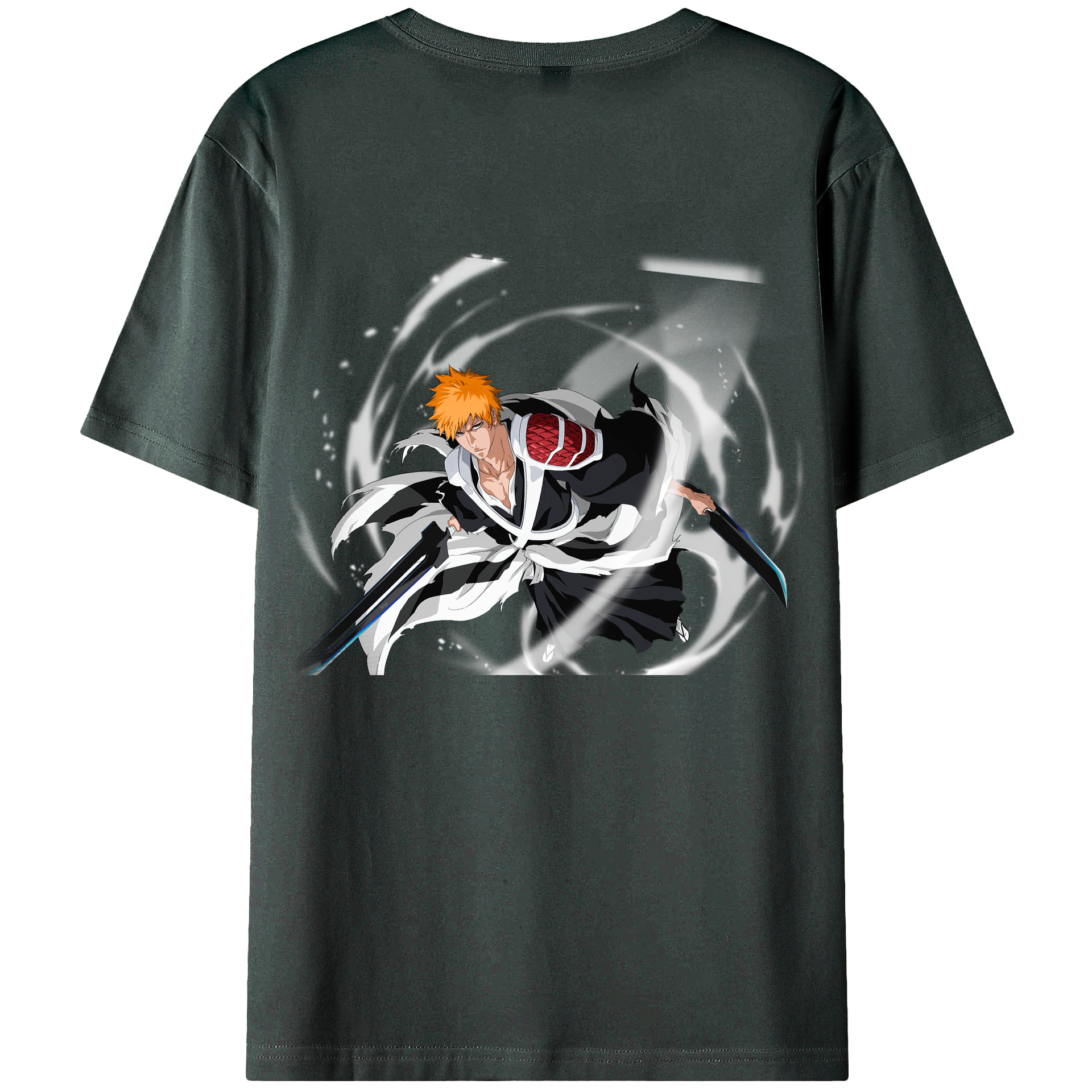 （画像用） ブリーチ 黒崎一護（くろさき いちご）BLEACH Kurosaki Ichigo 綿100％ メンズ半袖Tシャツ（バックプリント） 通気性